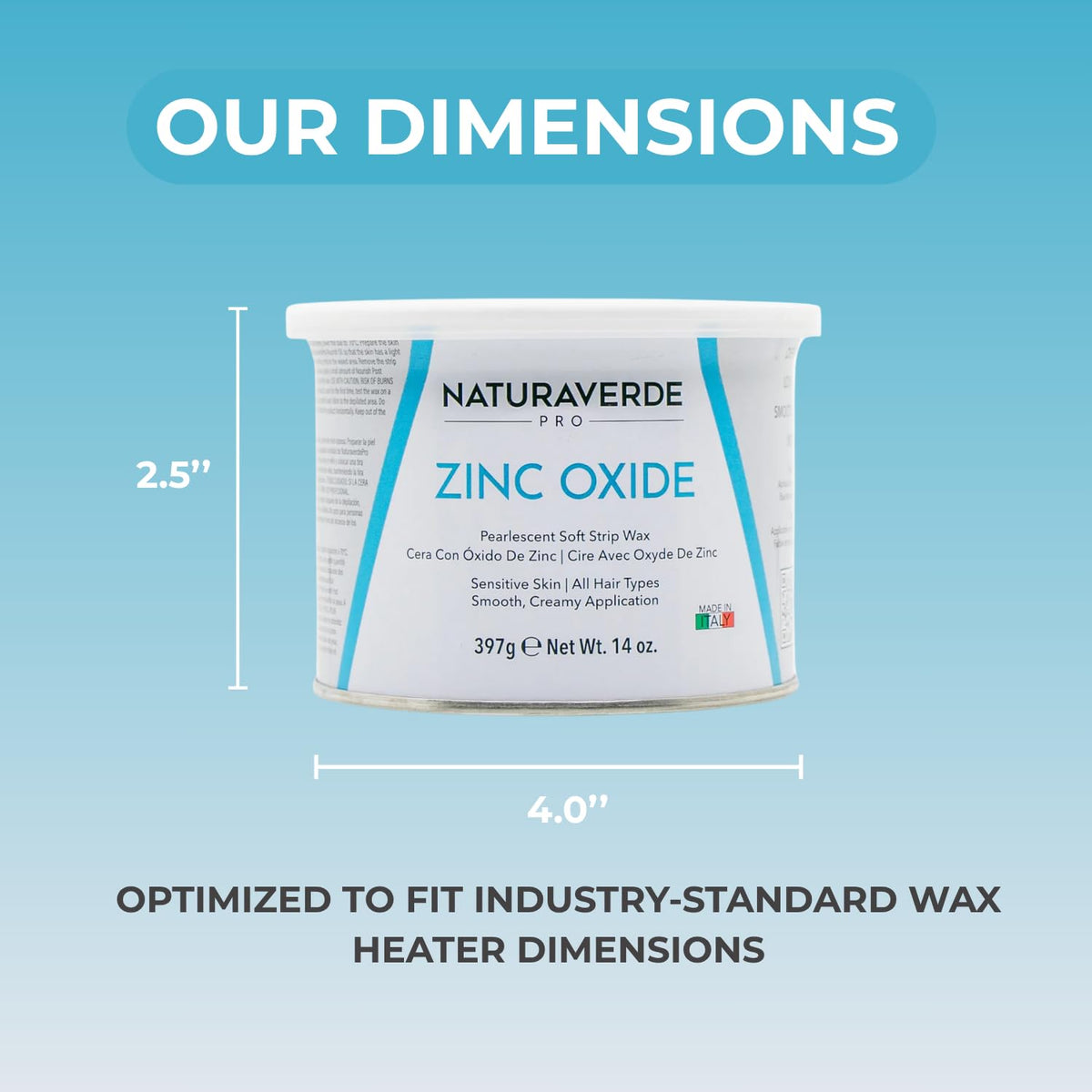Naturaverde Pro zinc oxide soft wax body application ideal for delicate areas.