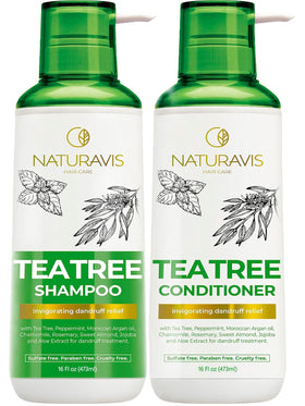 NATURAVIS Tea Tree Oil Mint Shampoo bottle view for refreshing scalp