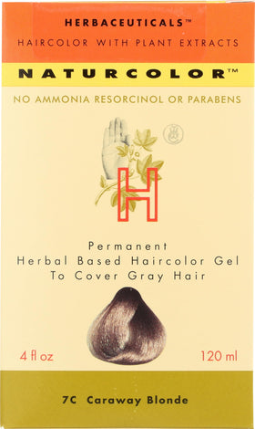 Naturcolor 7C Caraway Blonde bottle close-up for vibrant herbal color.