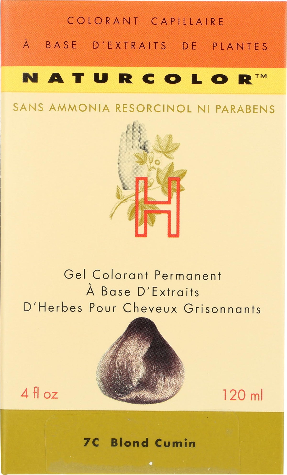 Naturcolor 7C Caraway Blonde box contents showing two bottles and applicator.