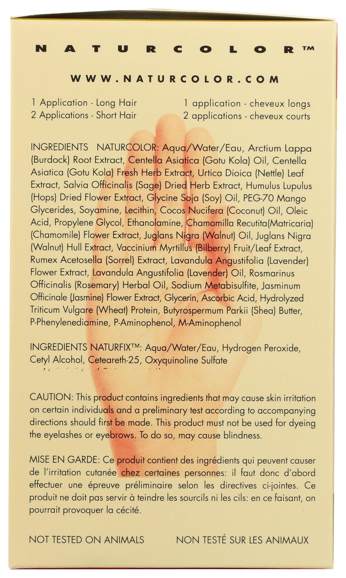 Naturcolor Chamomile Blonde instructions and box guide safe, informed use.
