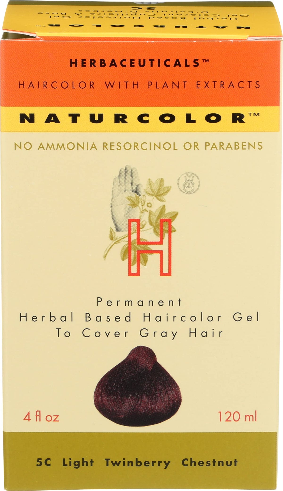 Naturcolor Light Twinberry Chestnut 4oz bottle showing rich color for grey coverage