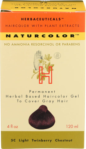 Naturcolor Light Twinberry Chestnut 4oz bottle showing rich color for grey coverage