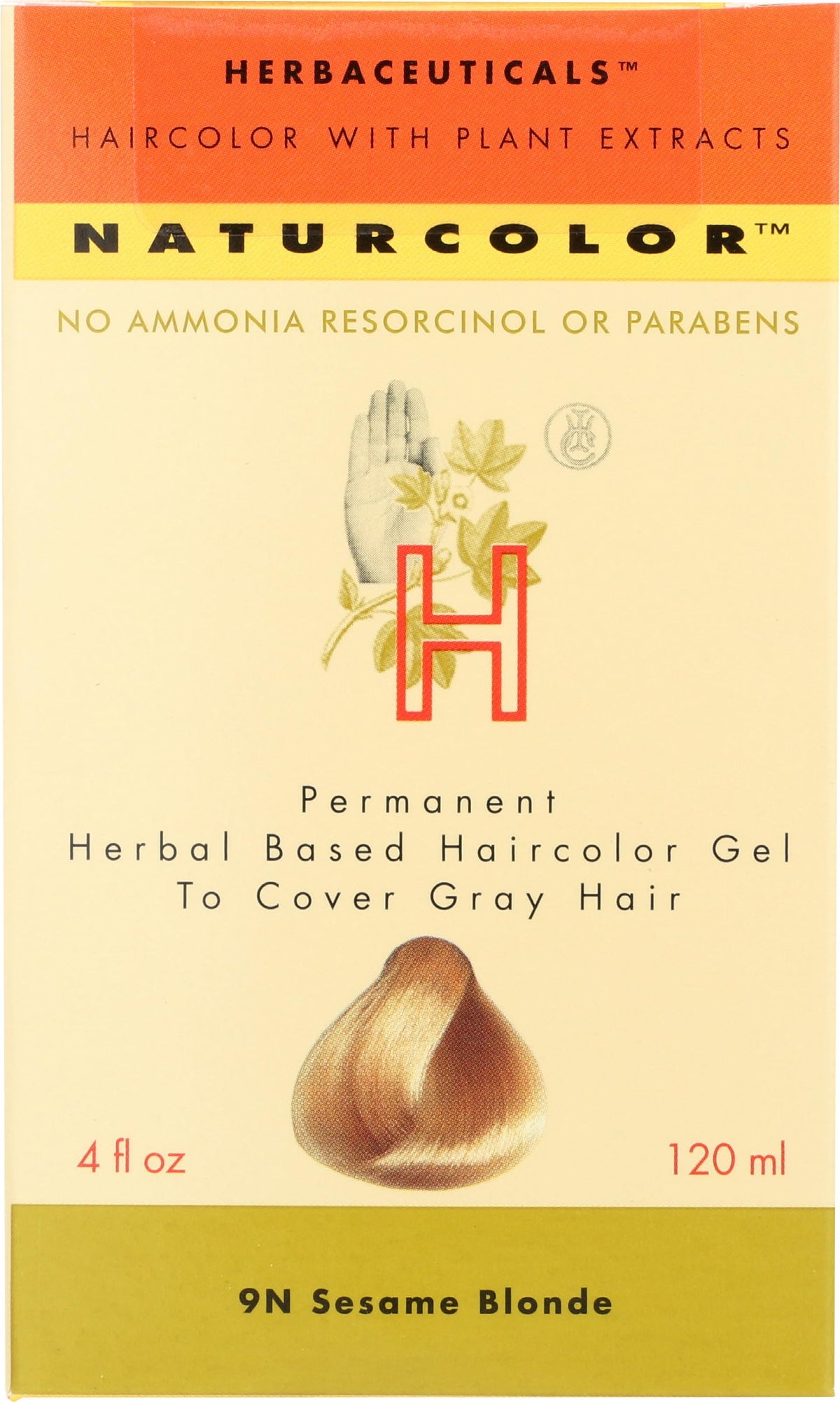 Naturcolor Sesame Blonde dye bottle highlighting ammonia-free herbal color