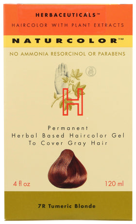 Naturcolor turmeric blonde bottle and tubes for at-home color application.