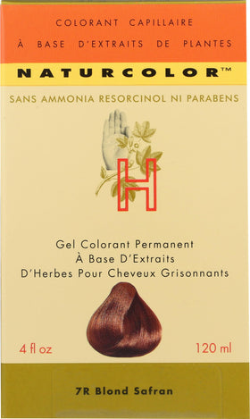 Naturcolor turmeric blonde hair color cream shows a rich copper tone.