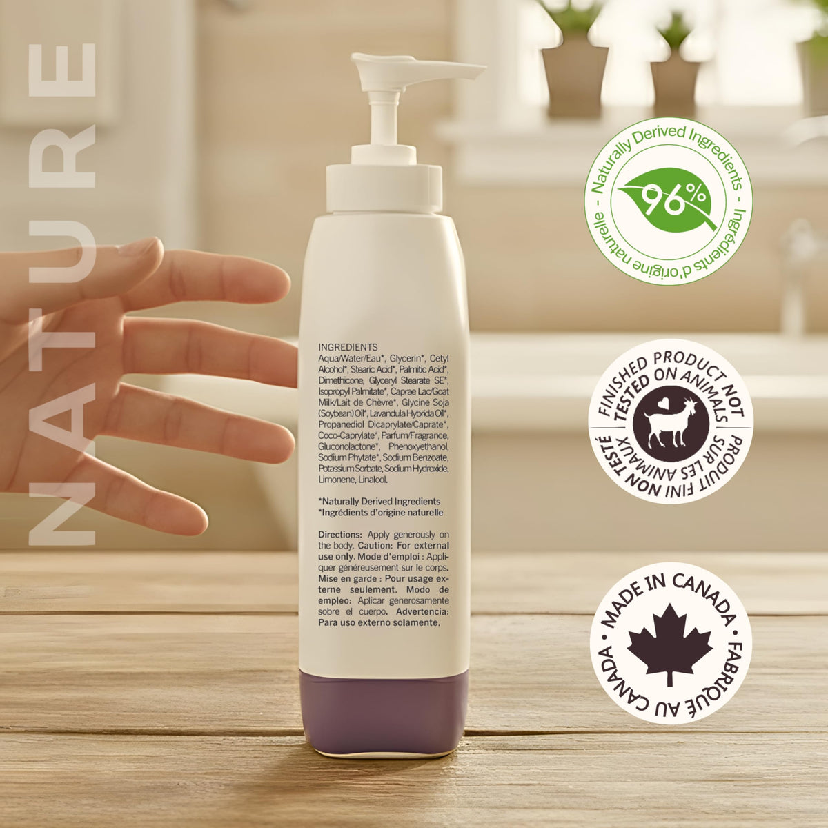 Nature by Canus cruelty-free label confirms ethical daily skin care.