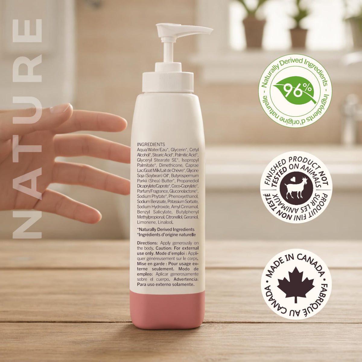 Nature by Canus Goat Milk ingredients and vitamins for nourished skin