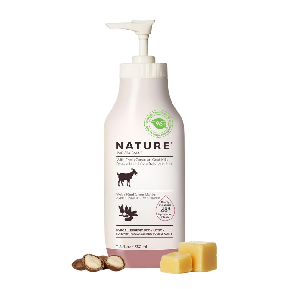 Nature by Canus Goat Milk Body Lotion pump bottle delivers long-lasting hydration