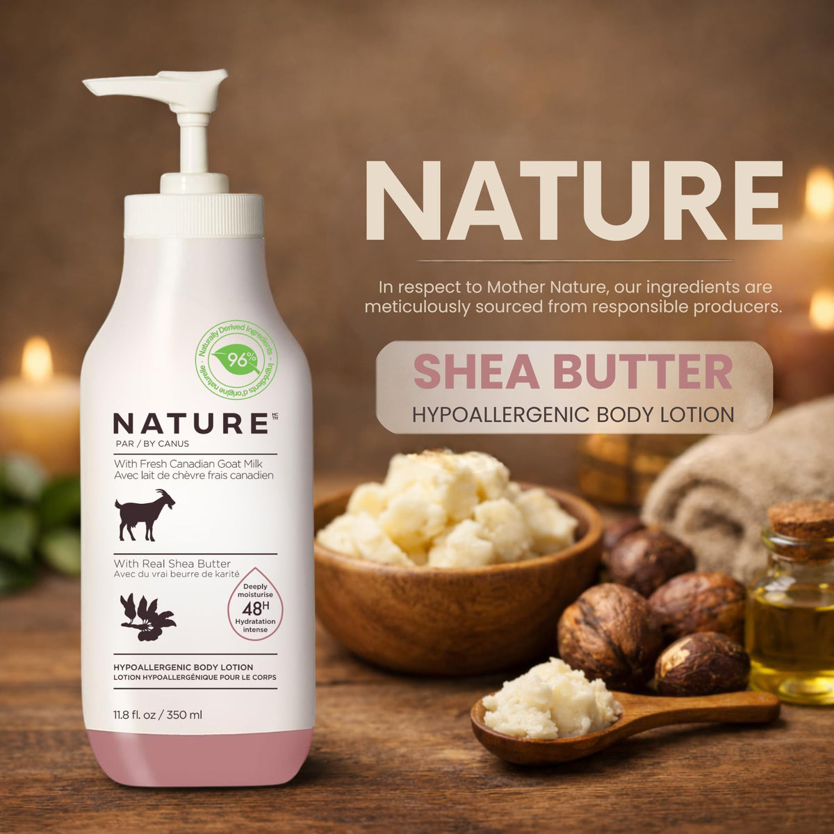 Nature by Canus Goat Milk Body Lotion with shea butter for soft, smooth skin