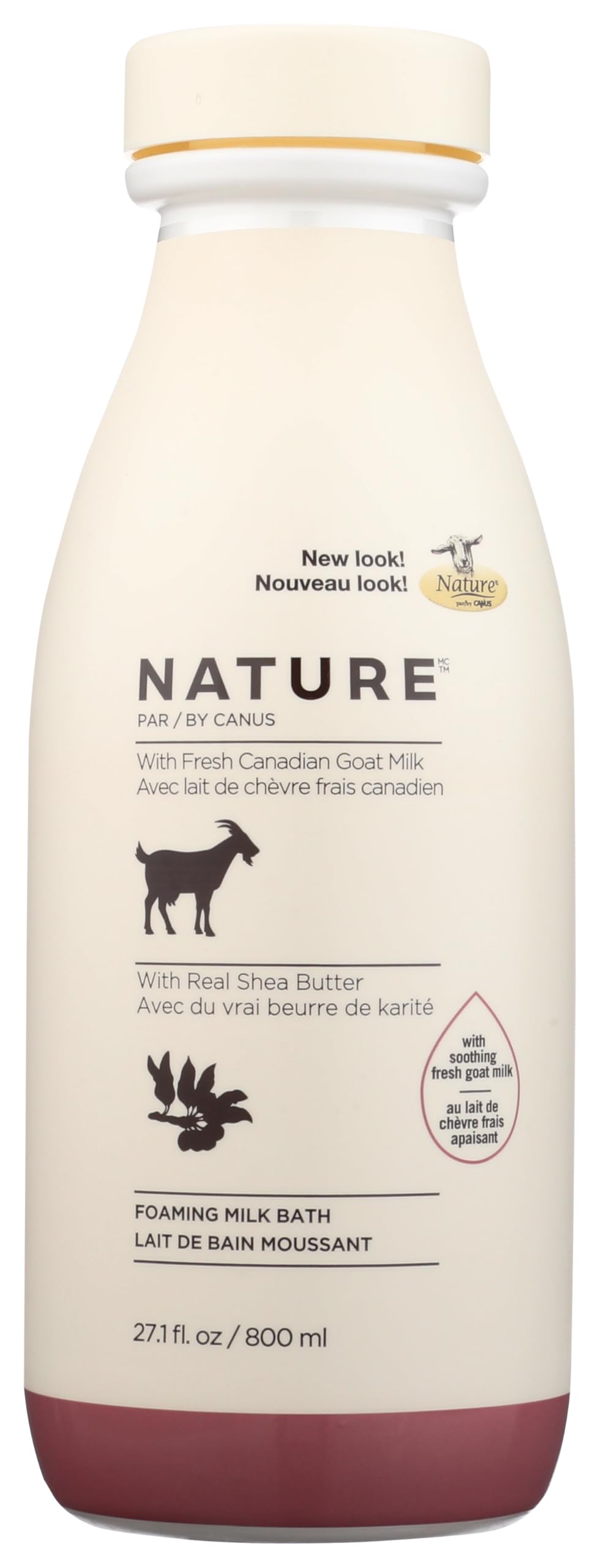 Nature by Canus Goat Milk Foaming Bath bottle with rich foam for deeply moisturized skin.