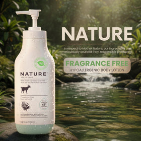 Nature by Canus Goat Milk Lotion texture-closeup highlighting creamy, fast-absorbing formula