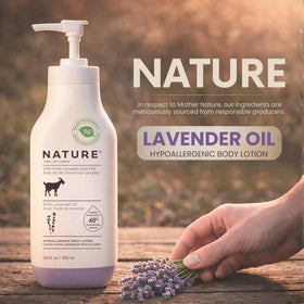 Nature by Canus Goat Milk Lotion texture demonstrates quick absorption without a greasy finish.