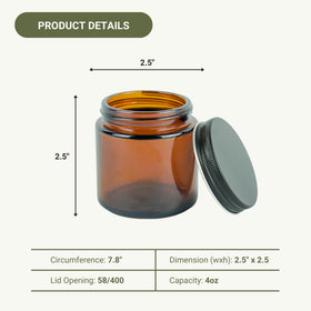 Nature Packaged amber jar 4oz amber glass close-up highlights UV protection.