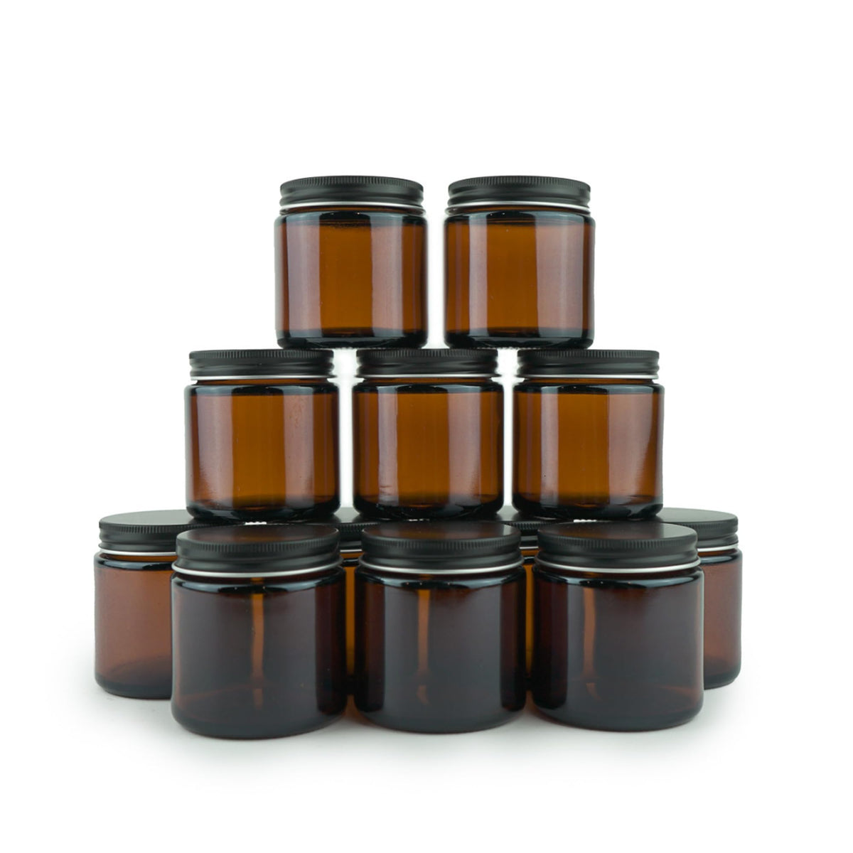 Nature Packaged amber jar 4oz front view for compact beauty storage.