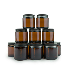 Nature Packaged amber jar 4oz front view for compact beauty storage.