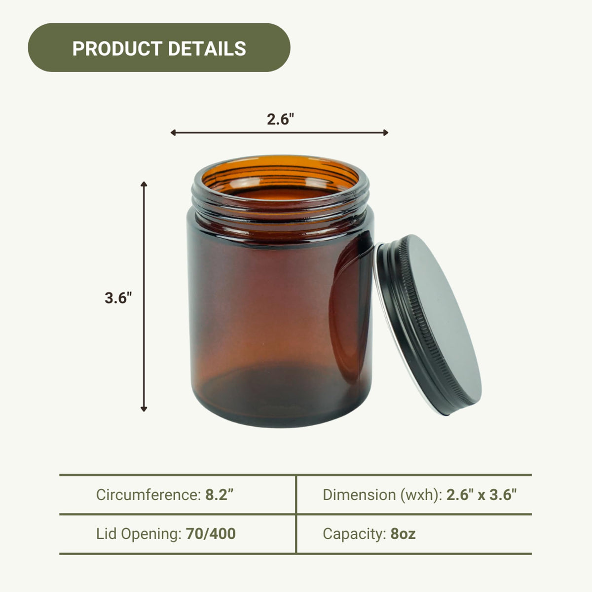 Nature Packaged jar features a wide opening for easy filling and cleaning