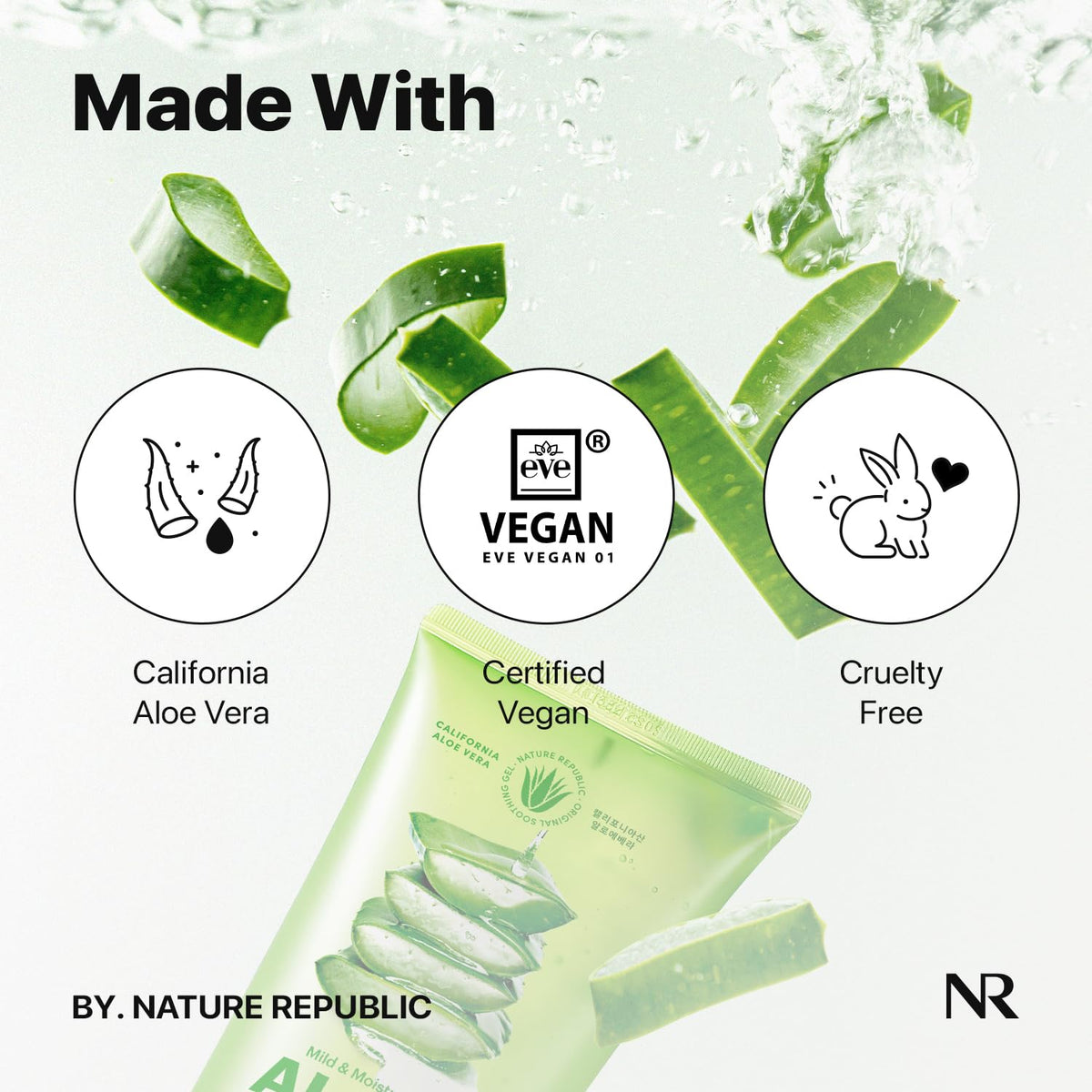 Nature Republic Aloe Vera Watery Gel on skin for soothing application