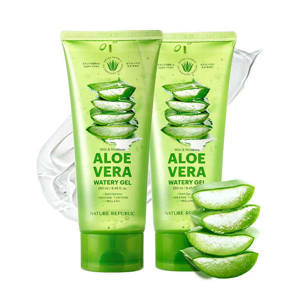 Nature Republic Aloe Vera Watery Gel bottle in a 2-pack for quick hydration