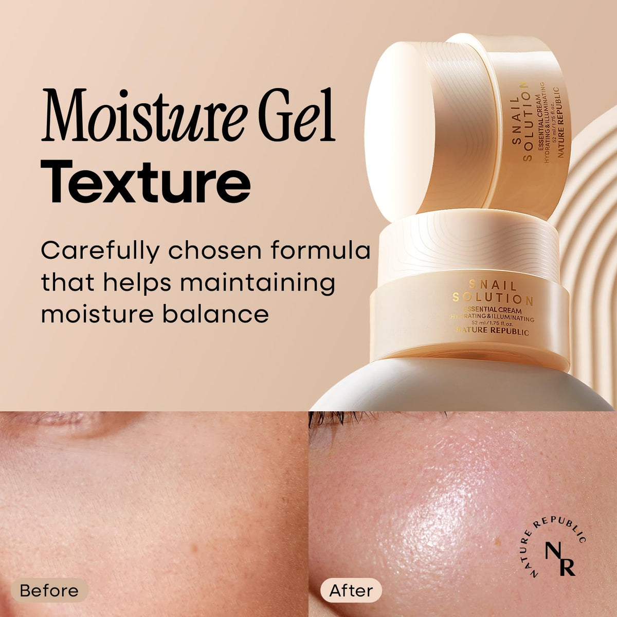 Nature Republic Snail Mucin Cream glow portrait with hydrated complexion