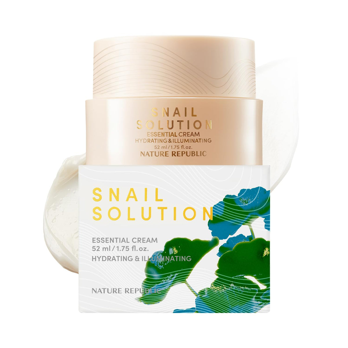Nature Republic Snail Mucin Cream jar showing deep hydration for radiant skin