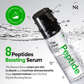 Nature Republic First Peptide Serum texture close-up notes lightweight, non-sticky feel for daily use.