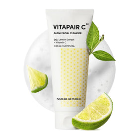 Nature Republic Vitapair C Glow Cleanser bottle and foam for radiant skin