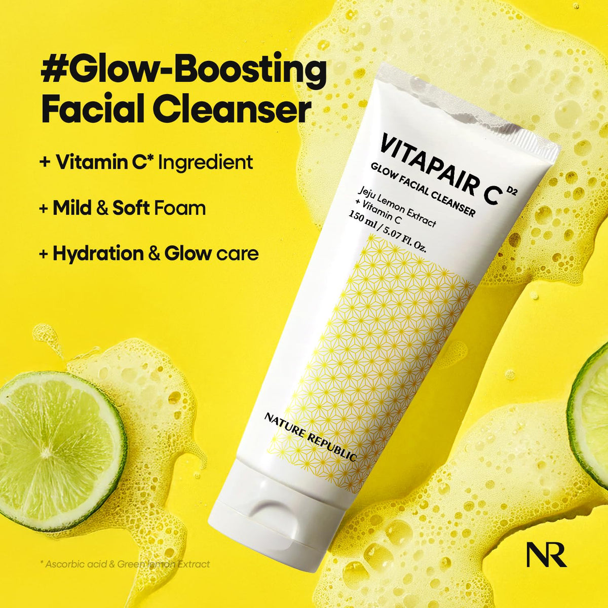 Closeup of creamy foam from Nature Republic Vitapair C Glow Cleanser
