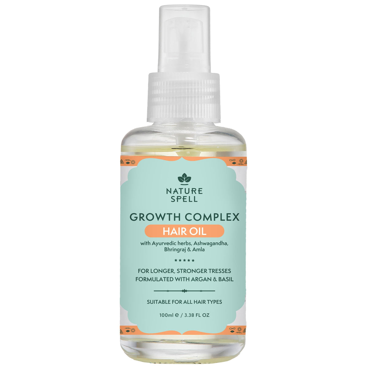 Nature Spell lightweight hair oil bottle pour for precise application and frizz control