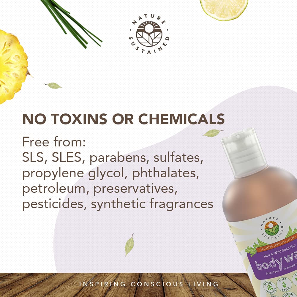 Nature Sustained body wash in bathroom routine for daily cleansing.