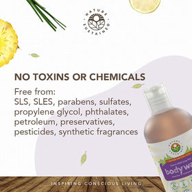Nature Sustained body wash in bathroom routine for daily cleansing.
