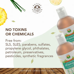 Nature Sustained shampoo lather closeup suggesting a gentle cleanse for hair