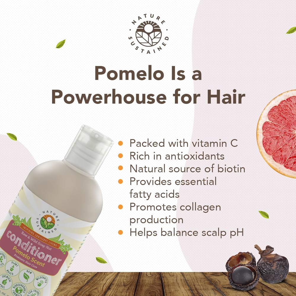 Nature Sustained conditioner tube highlights sulfate-free probiotic formula for gentle conditioning.
