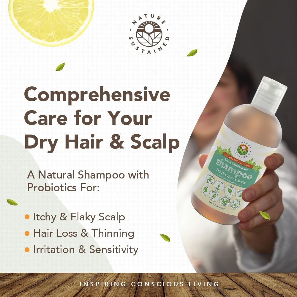 Nature Sustained sensitive scalp formula closeup emphasizes gentle cleansing for balanced scalp