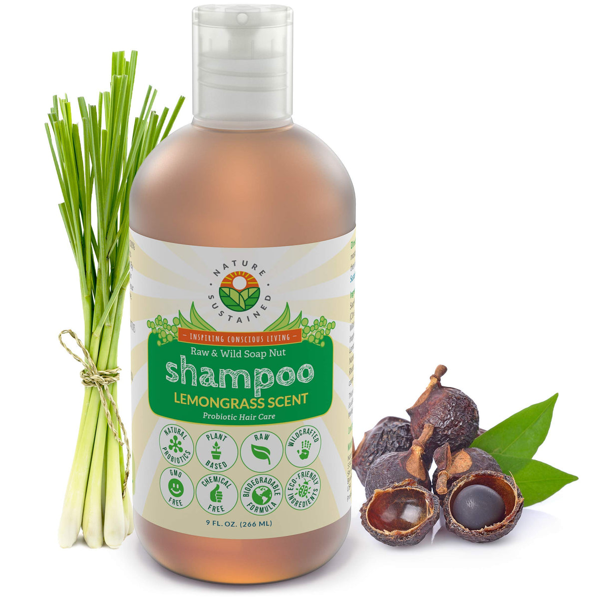 Nature Sustained Organic Shampoo lemongrass bottle with refreshing cleanse for a balanced scalp
