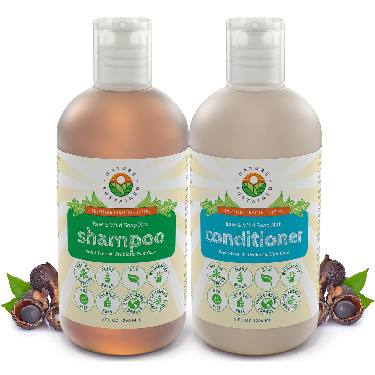 Nature Sustained Pure Shampoo front view showcases a gentle cleansing experience.