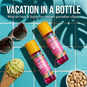Nature Well Cheeky Mist spritz closeup highlighting tropical fragrance.