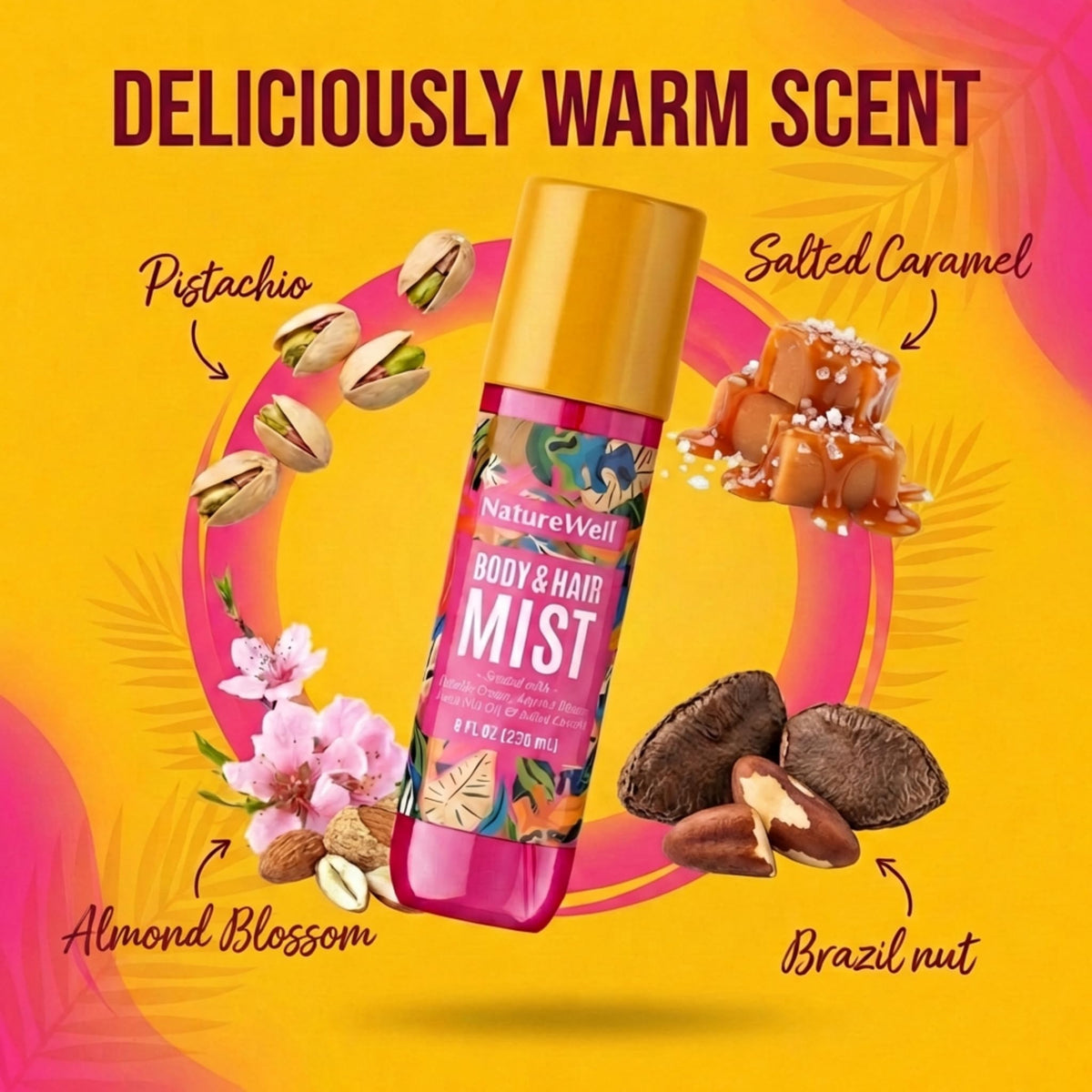 Nature Well Cheeky Hair and Body Mist on wrist shows light, long-lasting aroma.