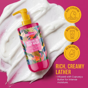 NATURE WELL Cheeky Moisturizing Body Wash creamy lather in action for refreshing cleanse.