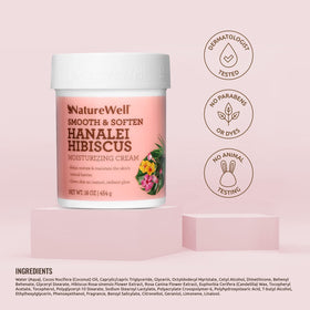 Nature Well Hanalei Hibiscus Cream blends natural oils for skin nourishment.
