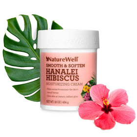 Nature Well Hanalei Hibiscus Cream packaging showcases tropical moisture for daily use.