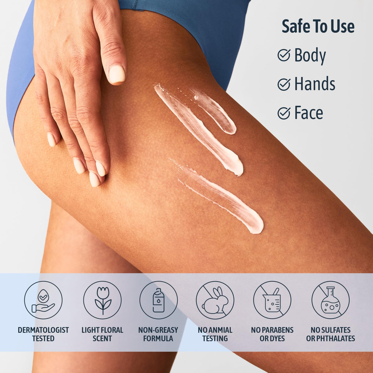 Nature Well Retinol body moisturizer used on arms and legs for deep hydration.