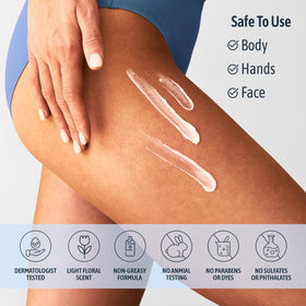 Nature Well Retinol body moisturizer used on arms and legs for deep hydration.