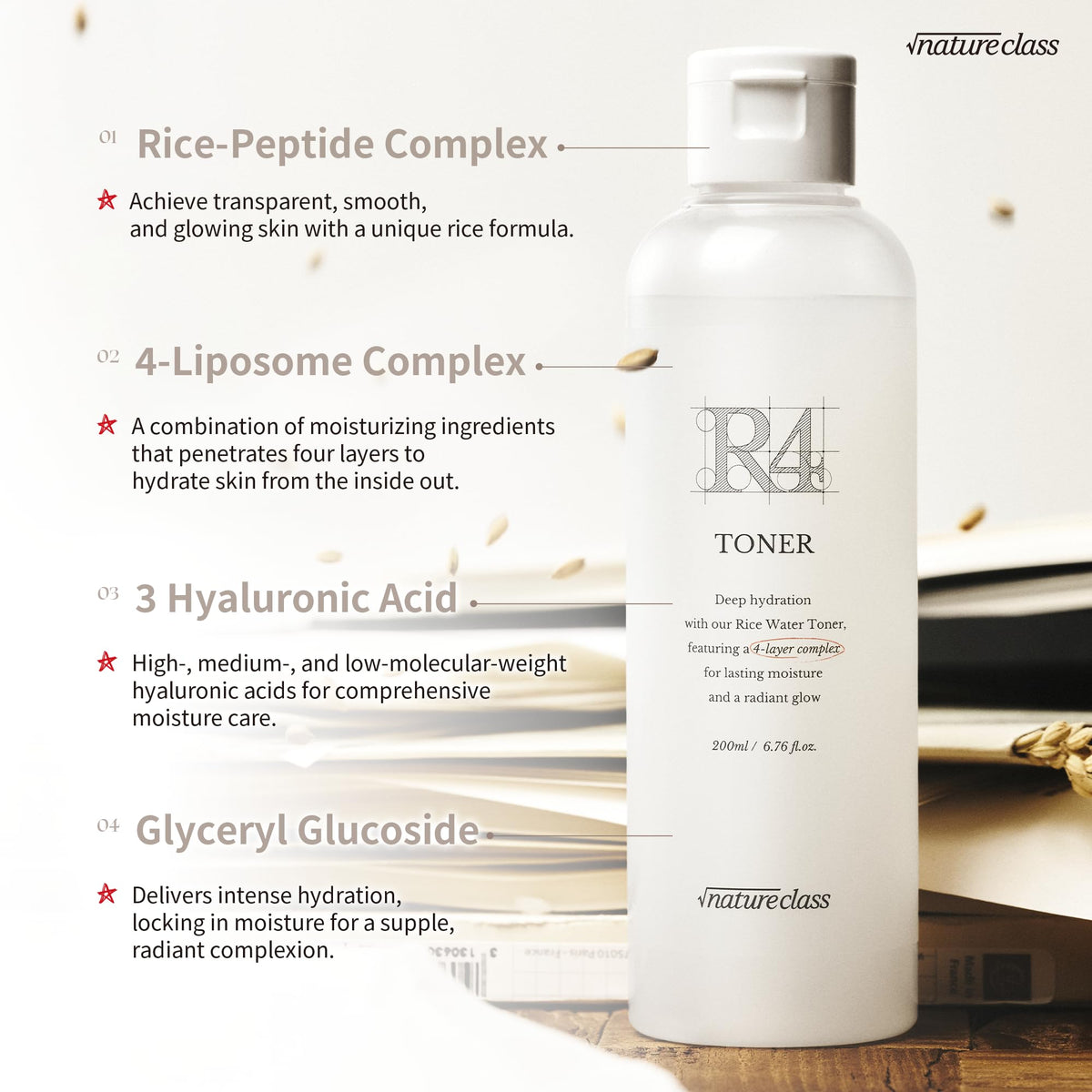 NATURECLASS R4 fluid texture swatch shows hydrating, non-greasy feel for daily use.