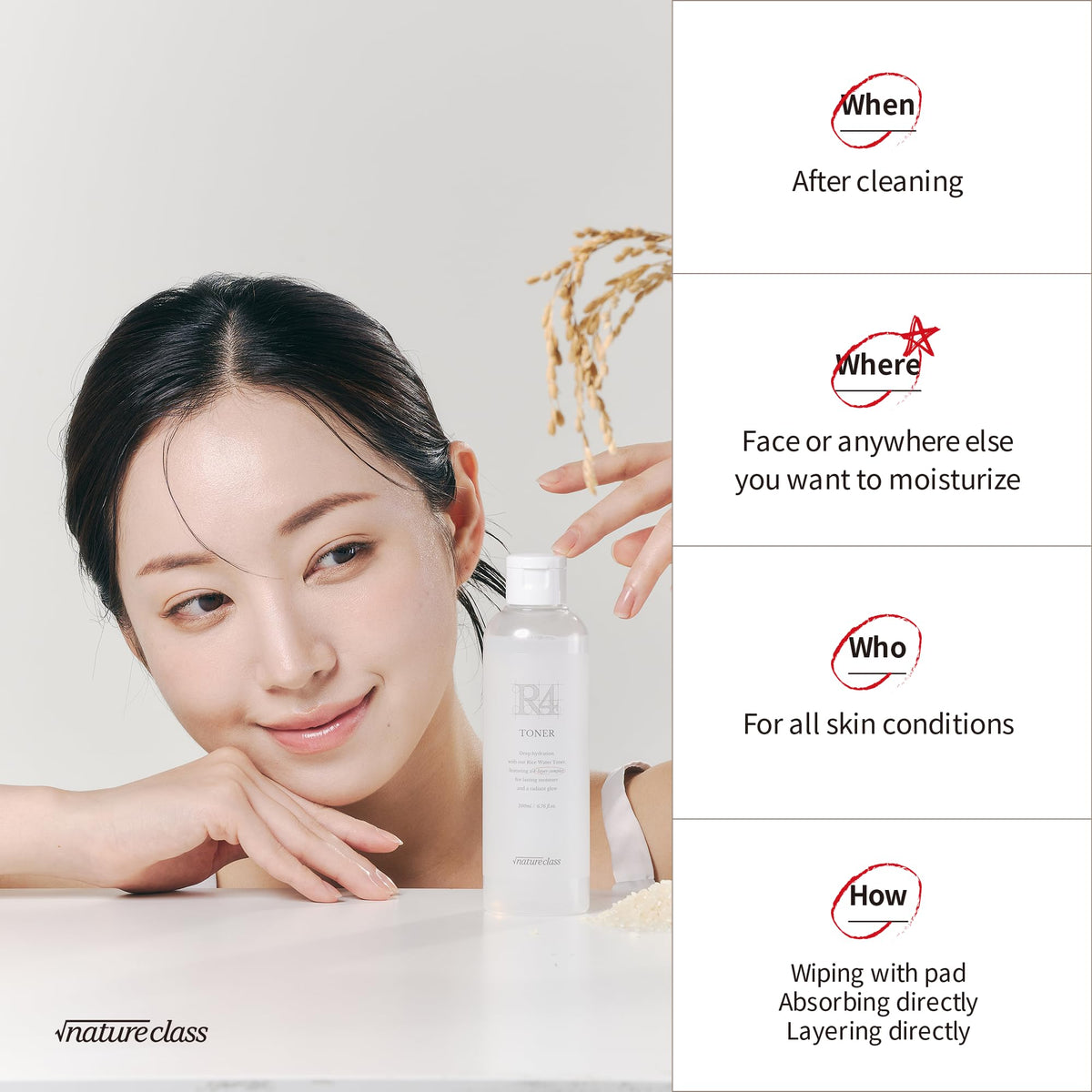 NATURECLASS R4 fragrance-free label emphasizes clean, gentle skincare routine.