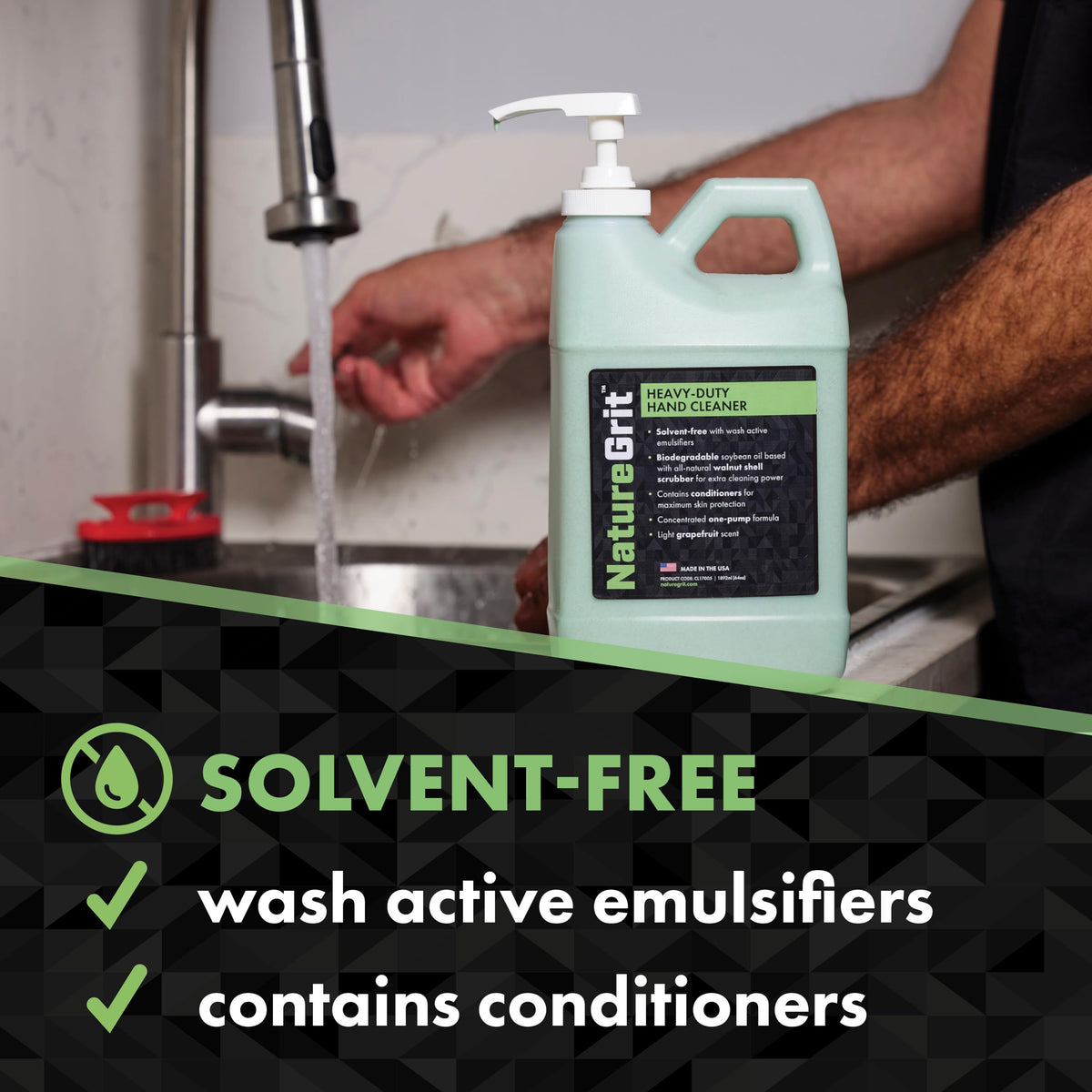 NatureGrit industrial use for mechanics keeps hands clean on the job.