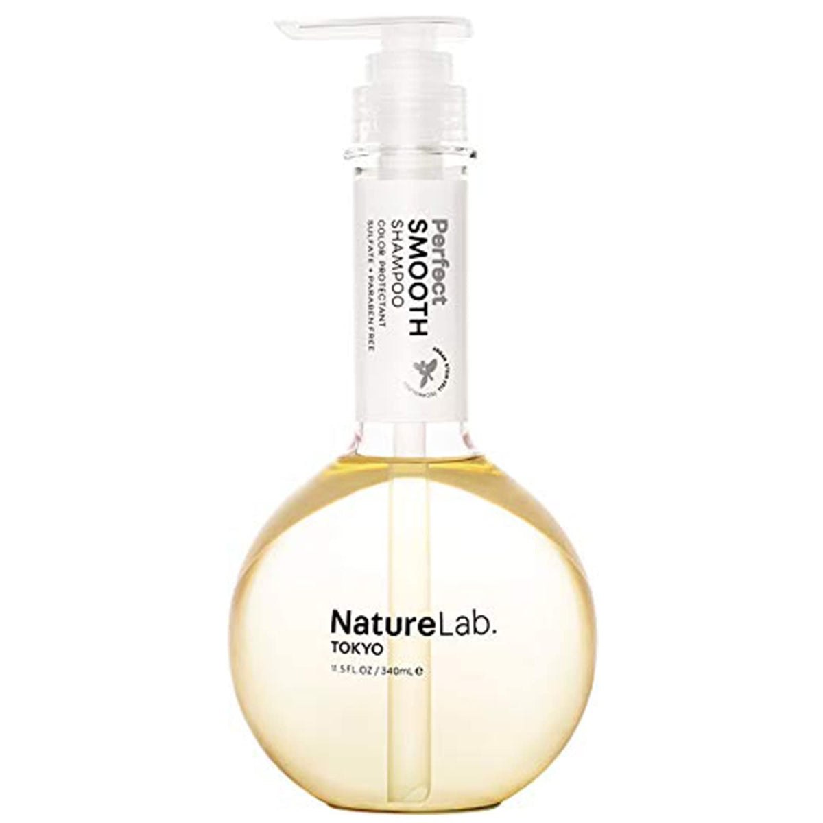 NatureLab TOKYO Perfect Smooth Shampoo bottle ready for weightless frizz control.