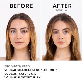 NatureLab.TOKYO Perfect Volume Conditioner applied to damp hair for body.