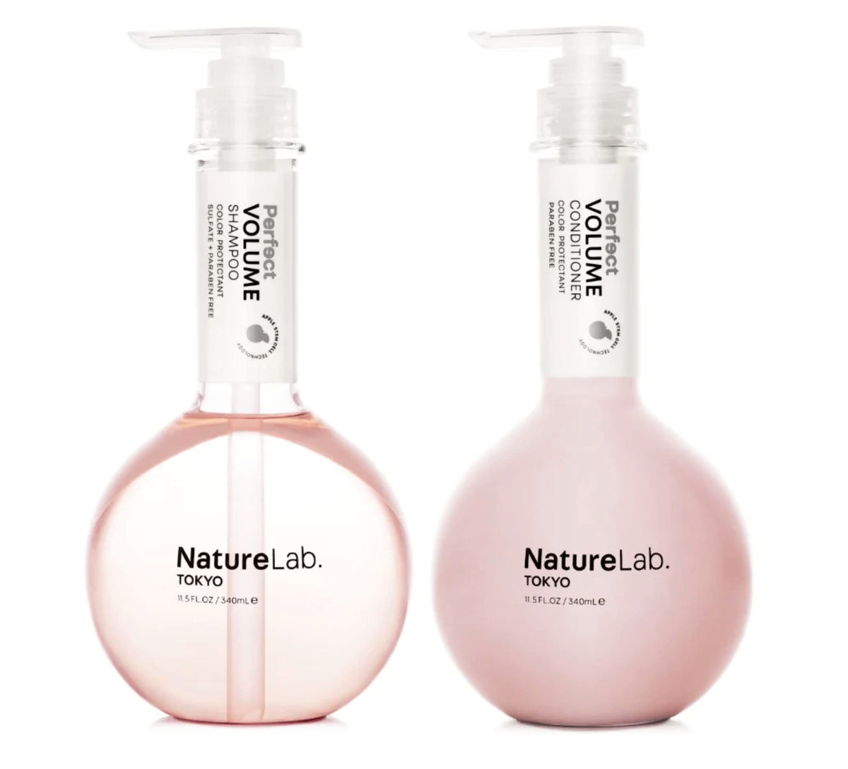 NatureLab.TOKYO Perfect Volume Shampoo bottle highlights weightless lift for fine hair.