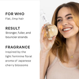 Hair showing increased body after using NatureLab.TOKYO Perfect Volume Shampoo.